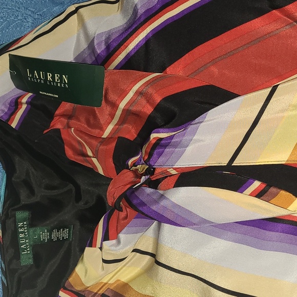 Lauren Ralph Lauren pencil skirt with tie front bow color block size Large nwt - Picture 4 of 4